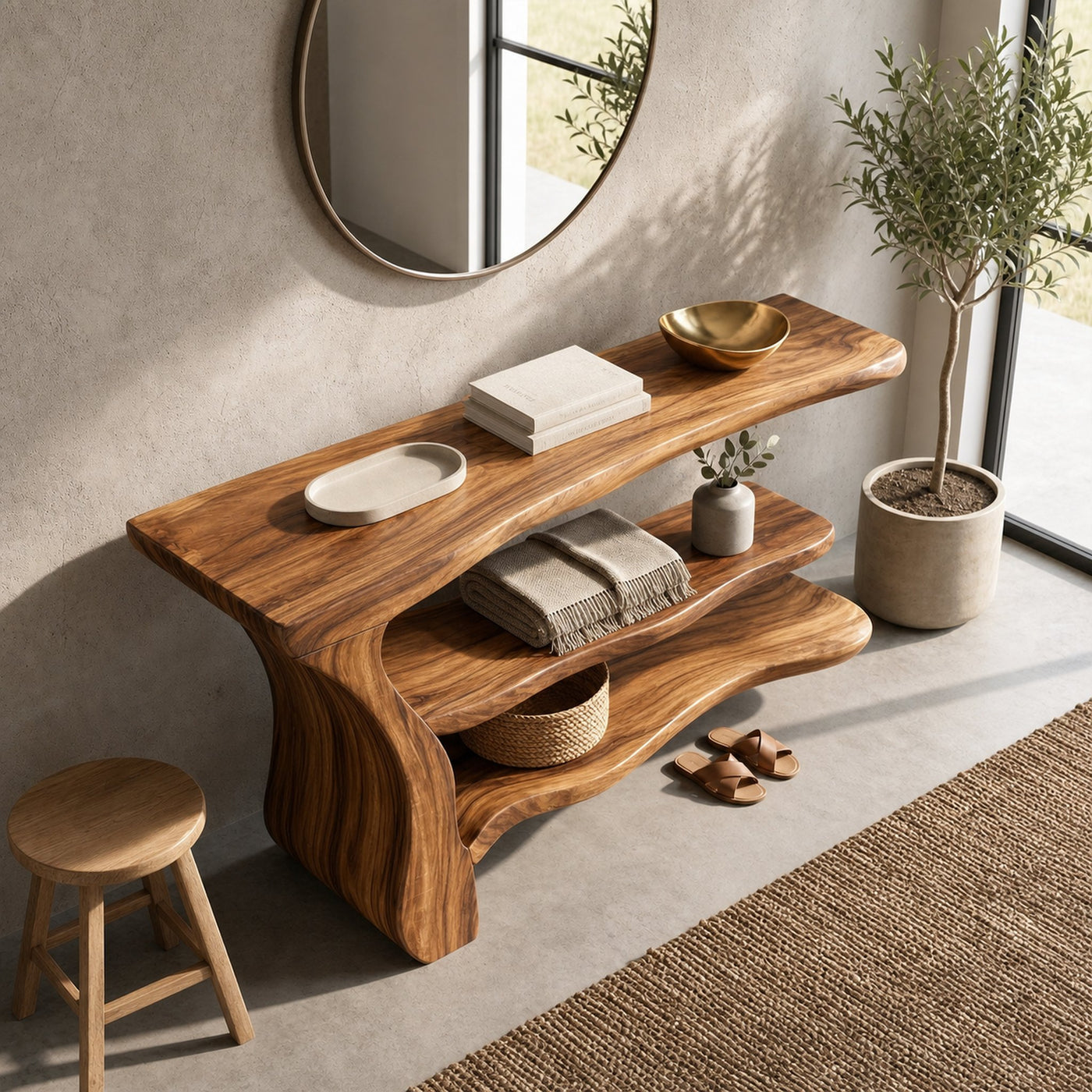 Rustic Storage Console Table For Bedroom Office - product view 3