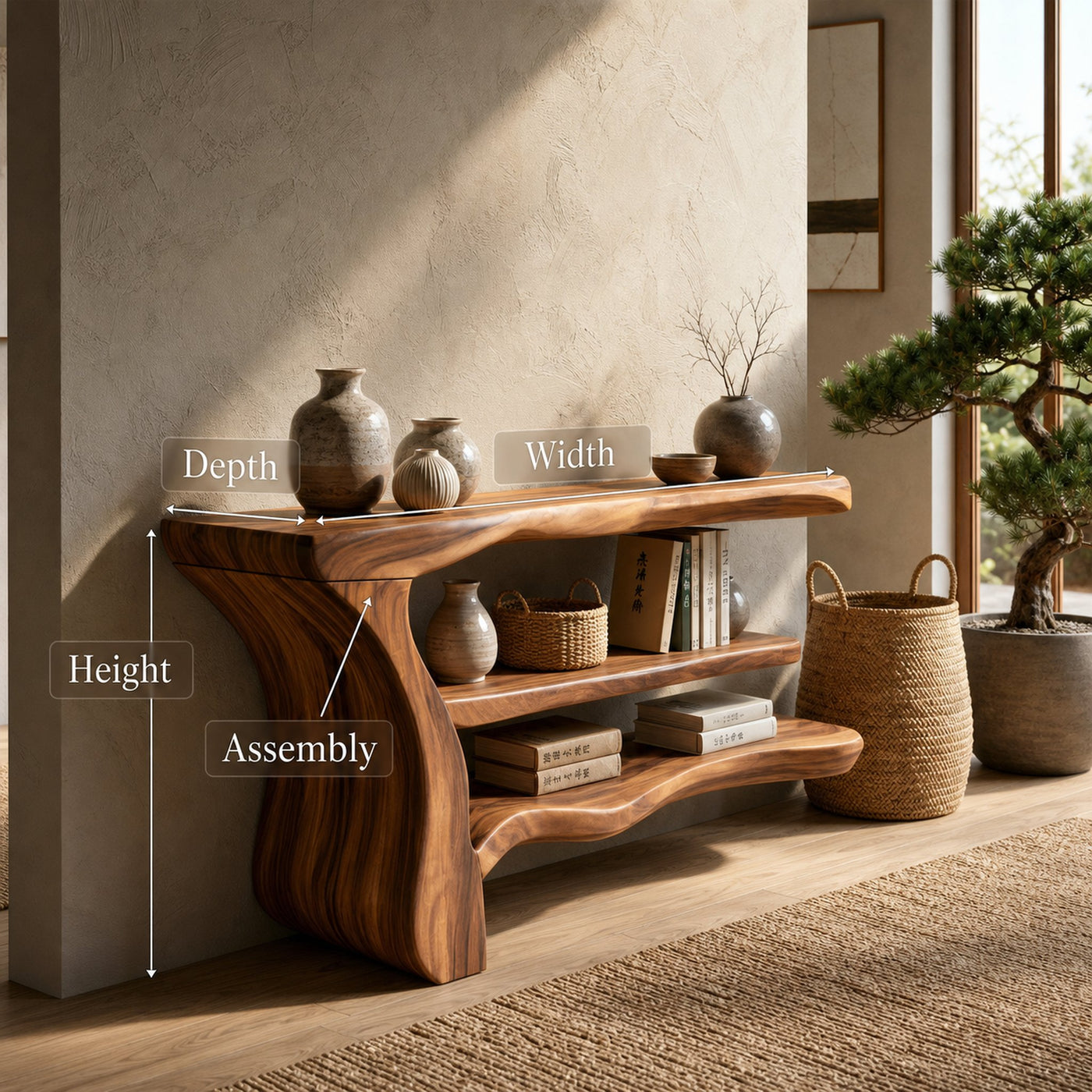 Rustic Storage Console Table For Bedroom Office - product view 8
