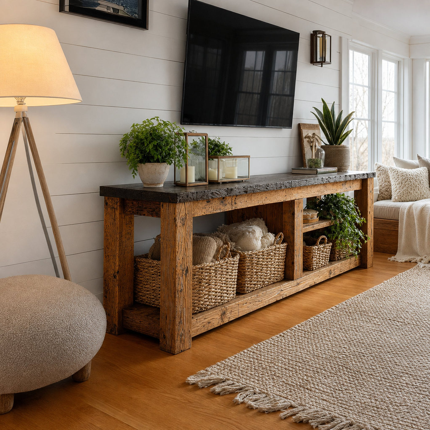 Rustic TV Console Table Living Room - product view 2