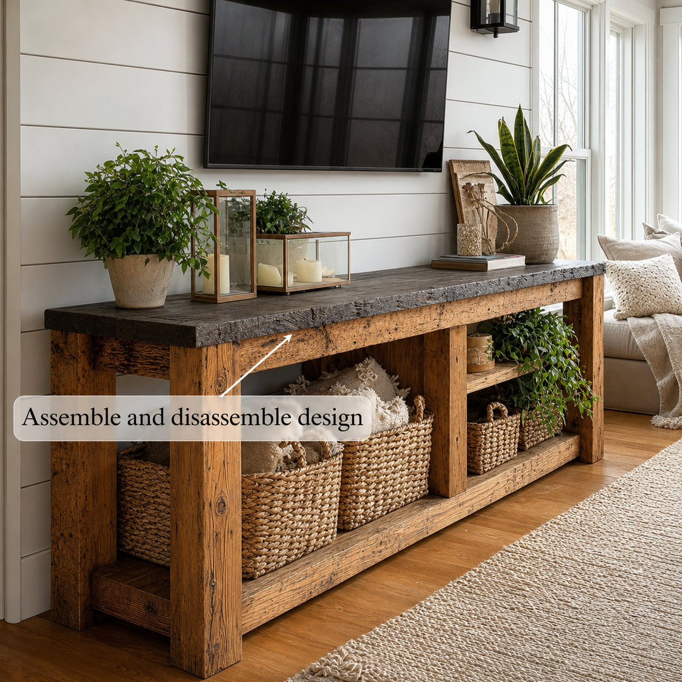Rustic TV Console Table Living Room - product view 3