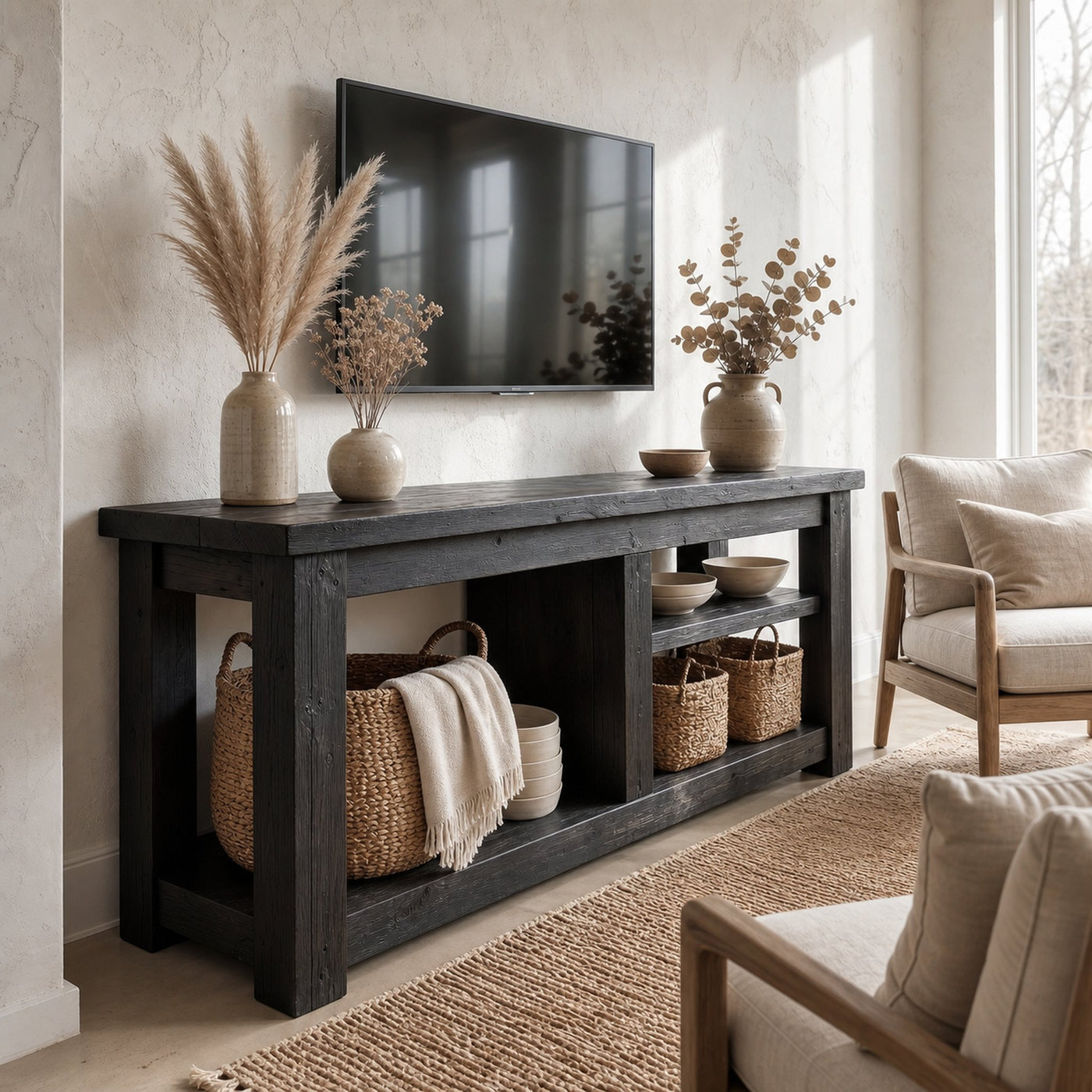 Rustic TV Console Table Living Room - product view 4