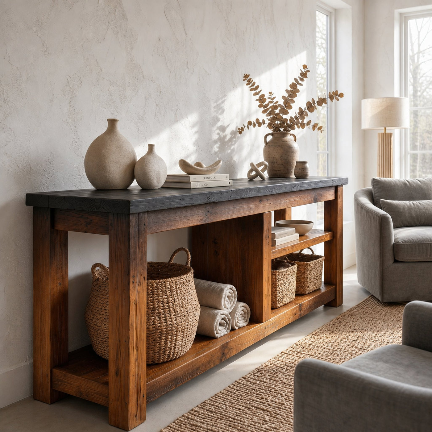 Rustic TV Console Table Living Room - product view 6