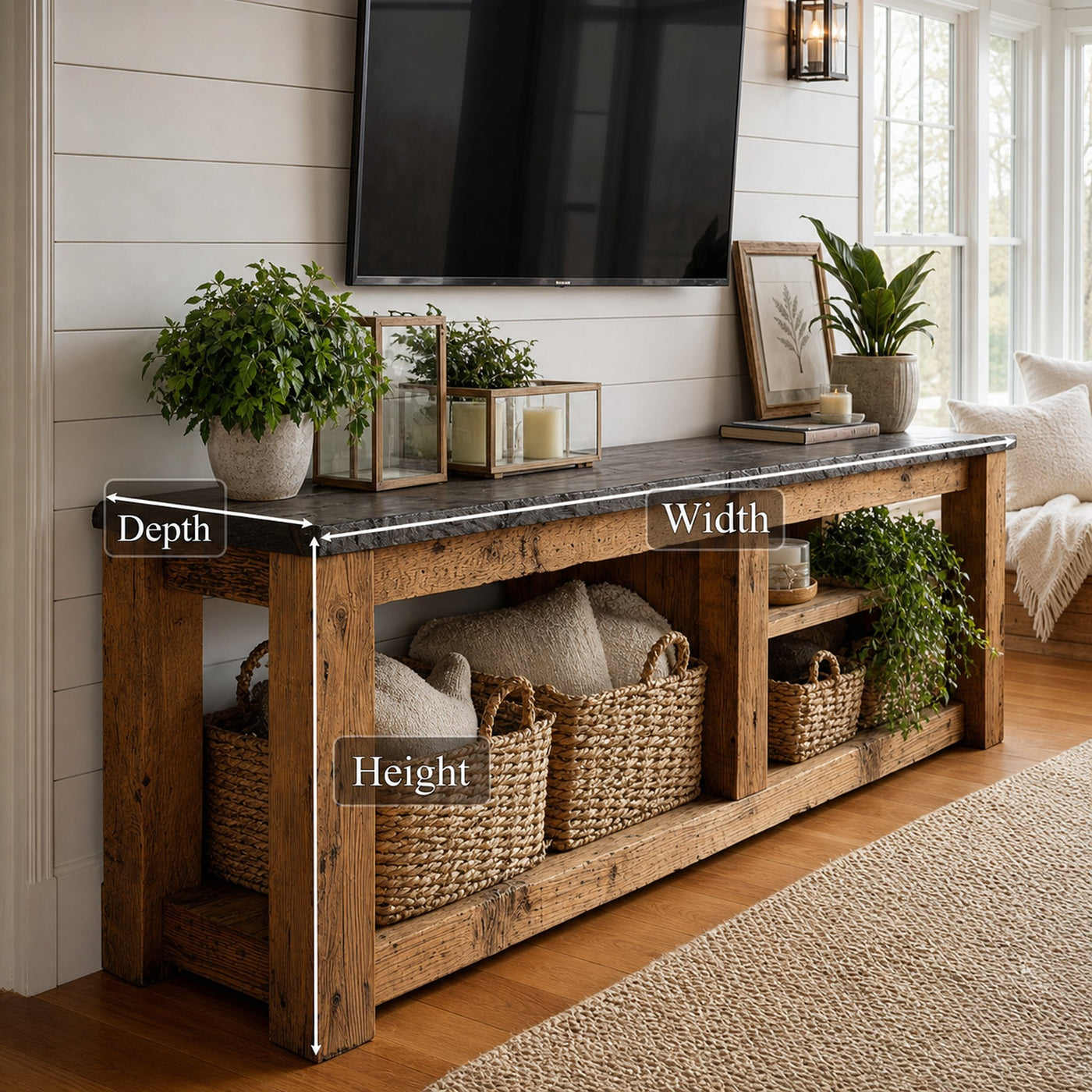 Rustic TV Console Table Living Room - product view 8