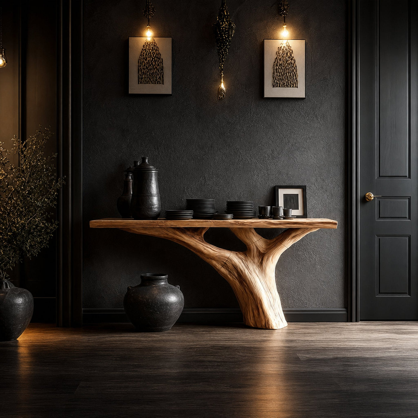 Rustic Tree Console Table Accent Hallway Or Living Room - product view 2