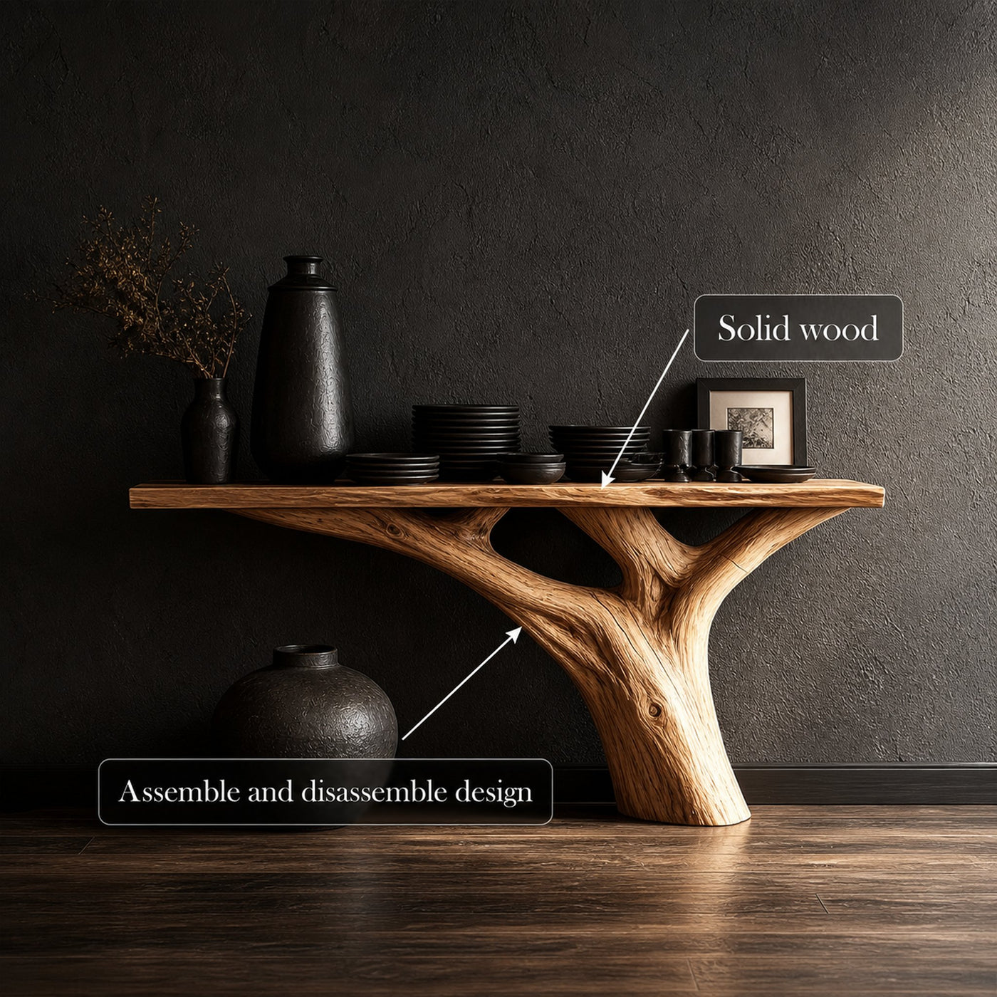 Rustic Tree Console Table Accent Hallway Or Living Room - product view 3