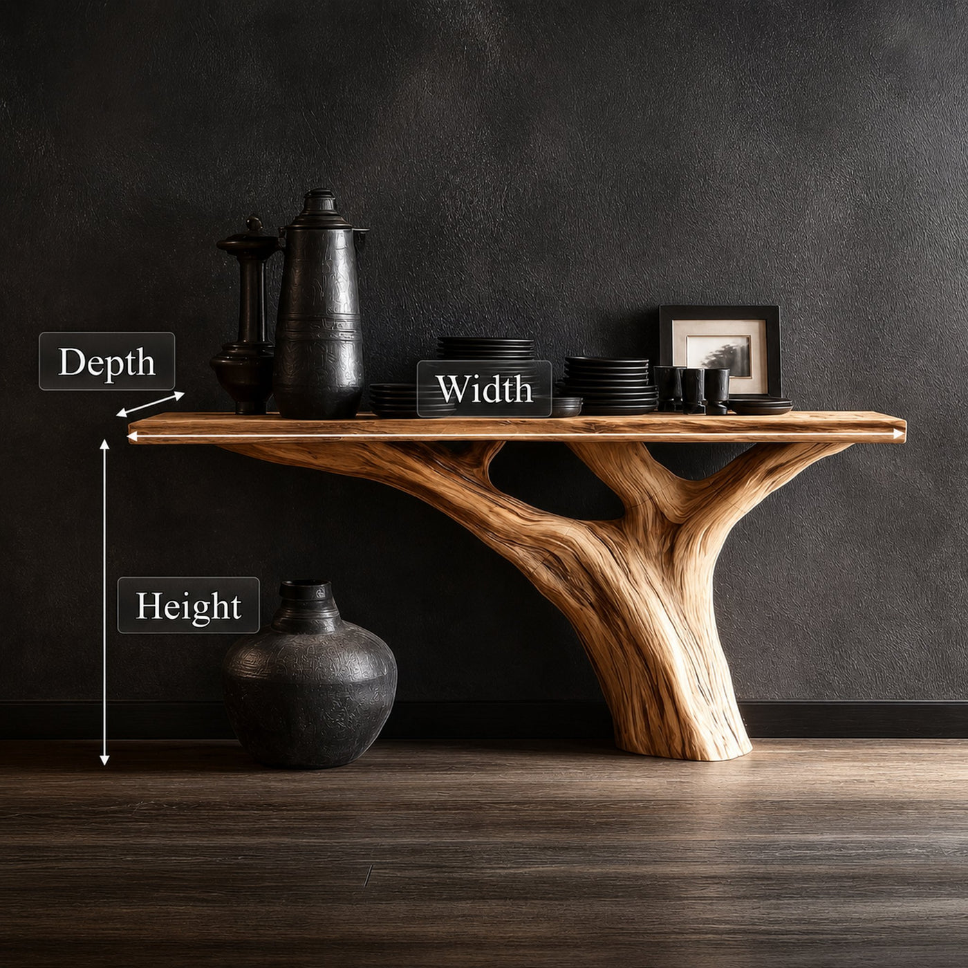 Rustic Tree Console Table Accent Hallway Or Living Room - product view 4