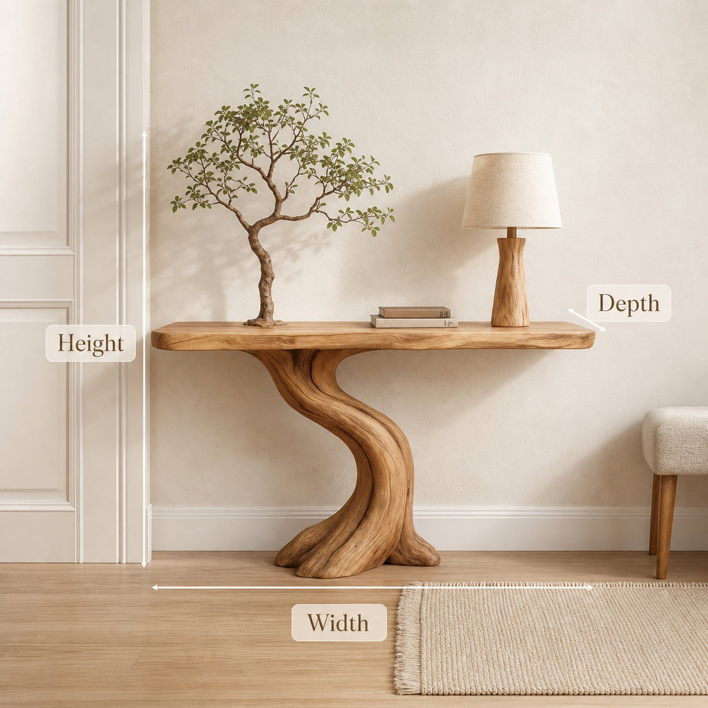 Rustic Tree Console Table Entryway Hall - product view 5