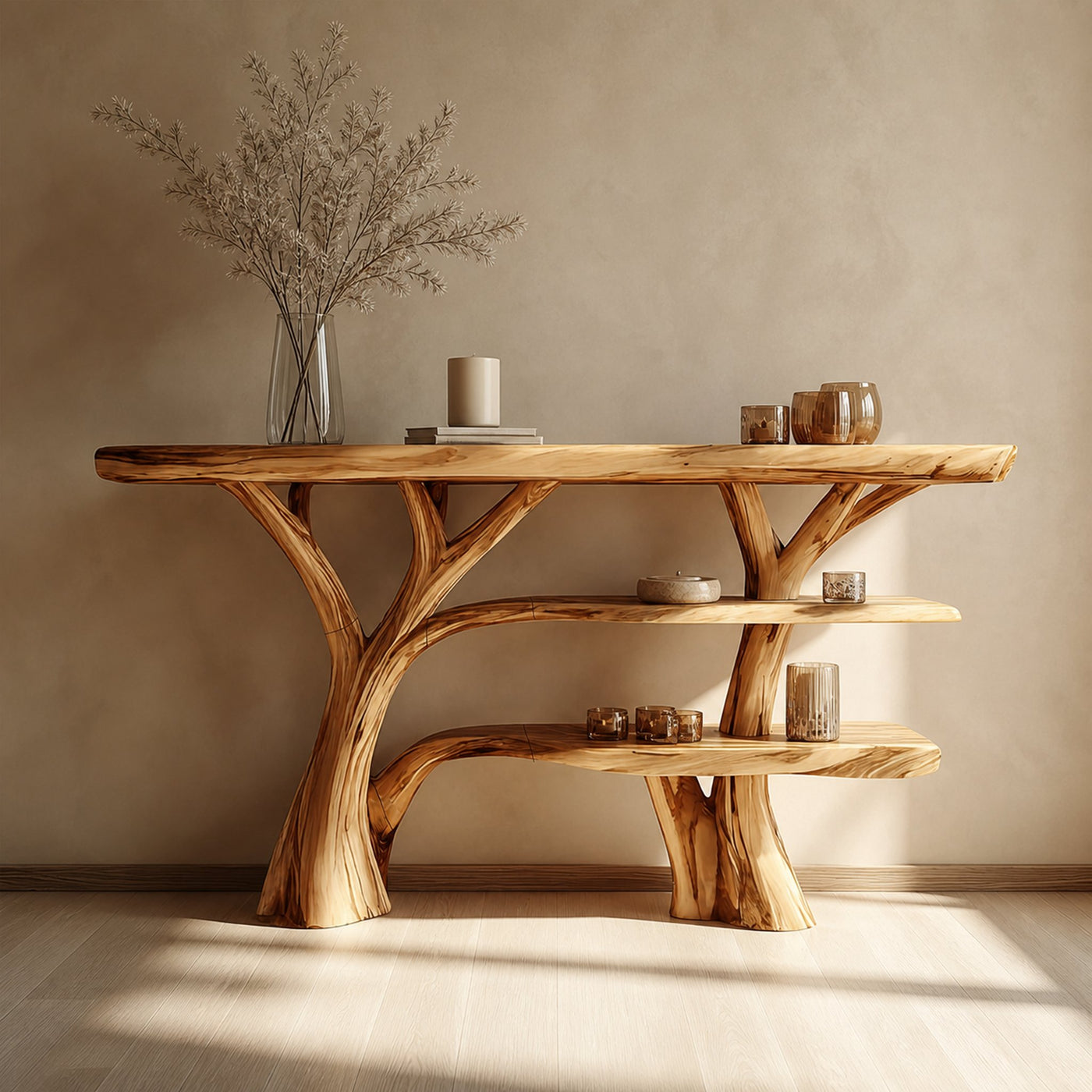 Rustic Tree Console Table Entryway Living Room