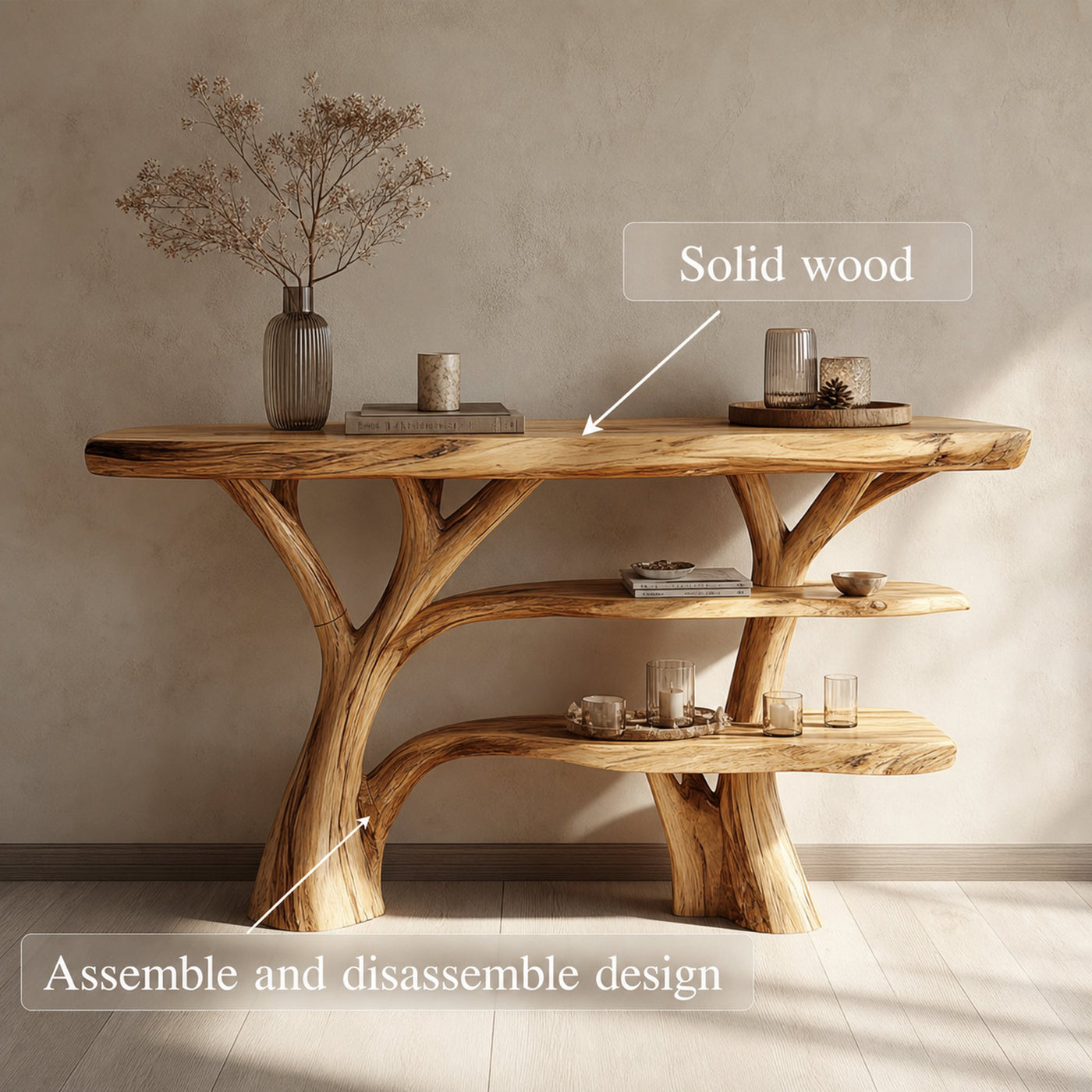 Rustic Tree Console Table Entryway Living Room - product view 3