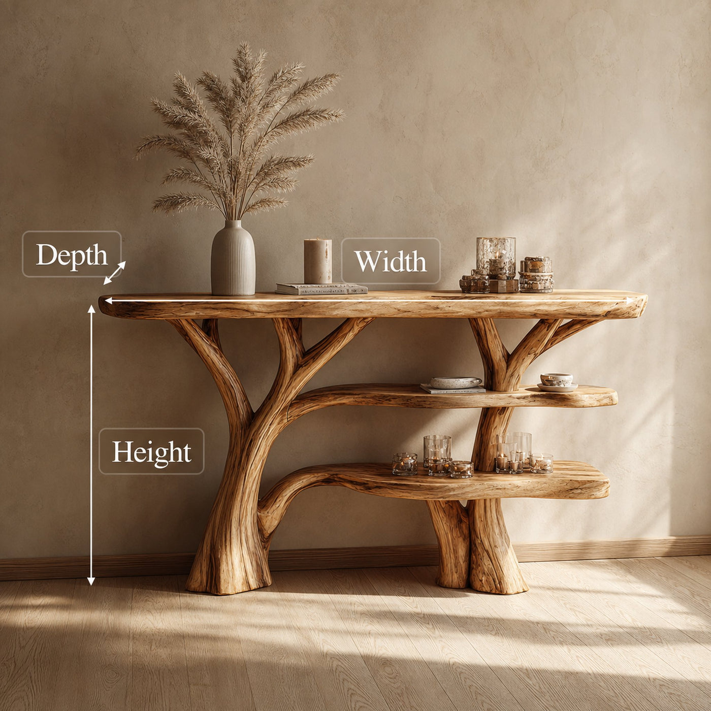 Rustic Tree Console Table Entryway Living Room - product view 4