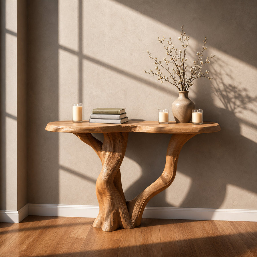Rustic Tree Design Console Table Living Room Entryway