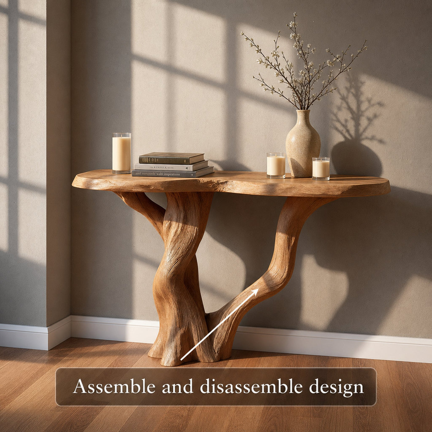 Rustic Tree Design Console Table Living Room Entryway - product view 4