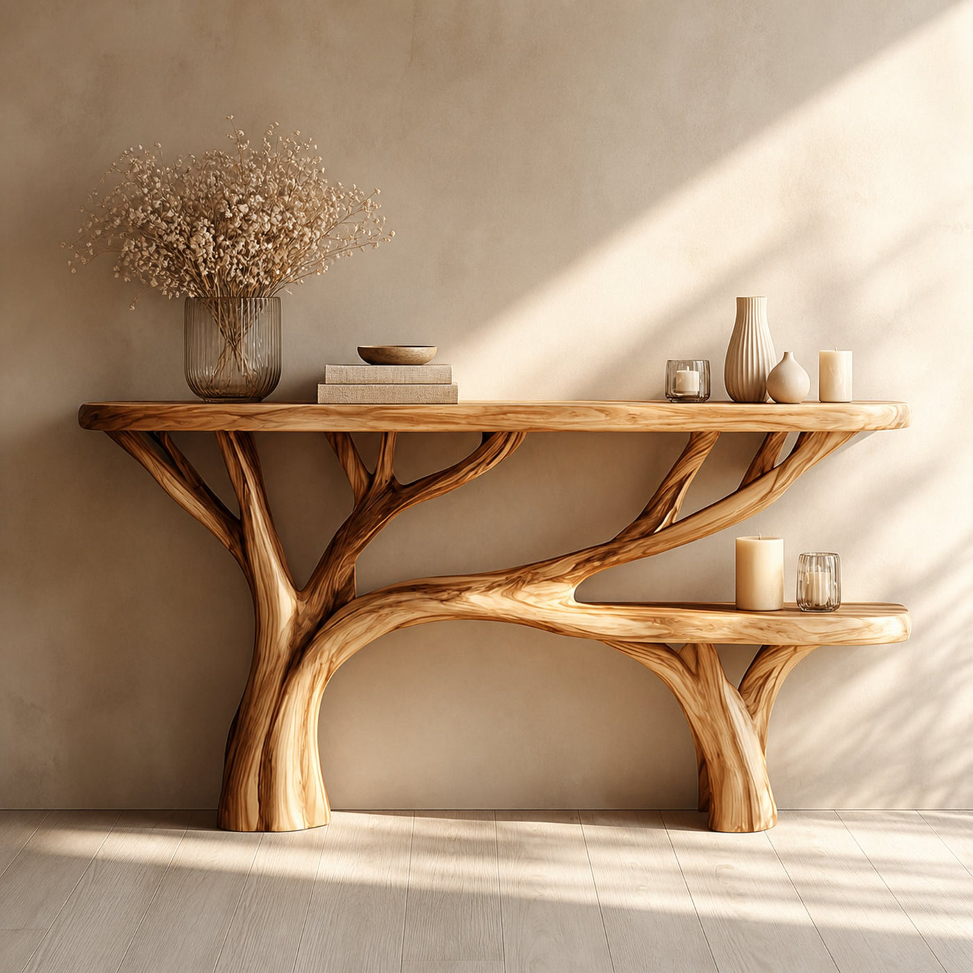 Rustic Tree Design Console Table Living Room Entryway