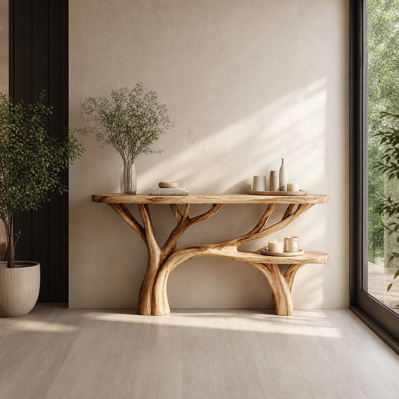 Rustic Tree Design Console Table Living Room Entryway - product view 2