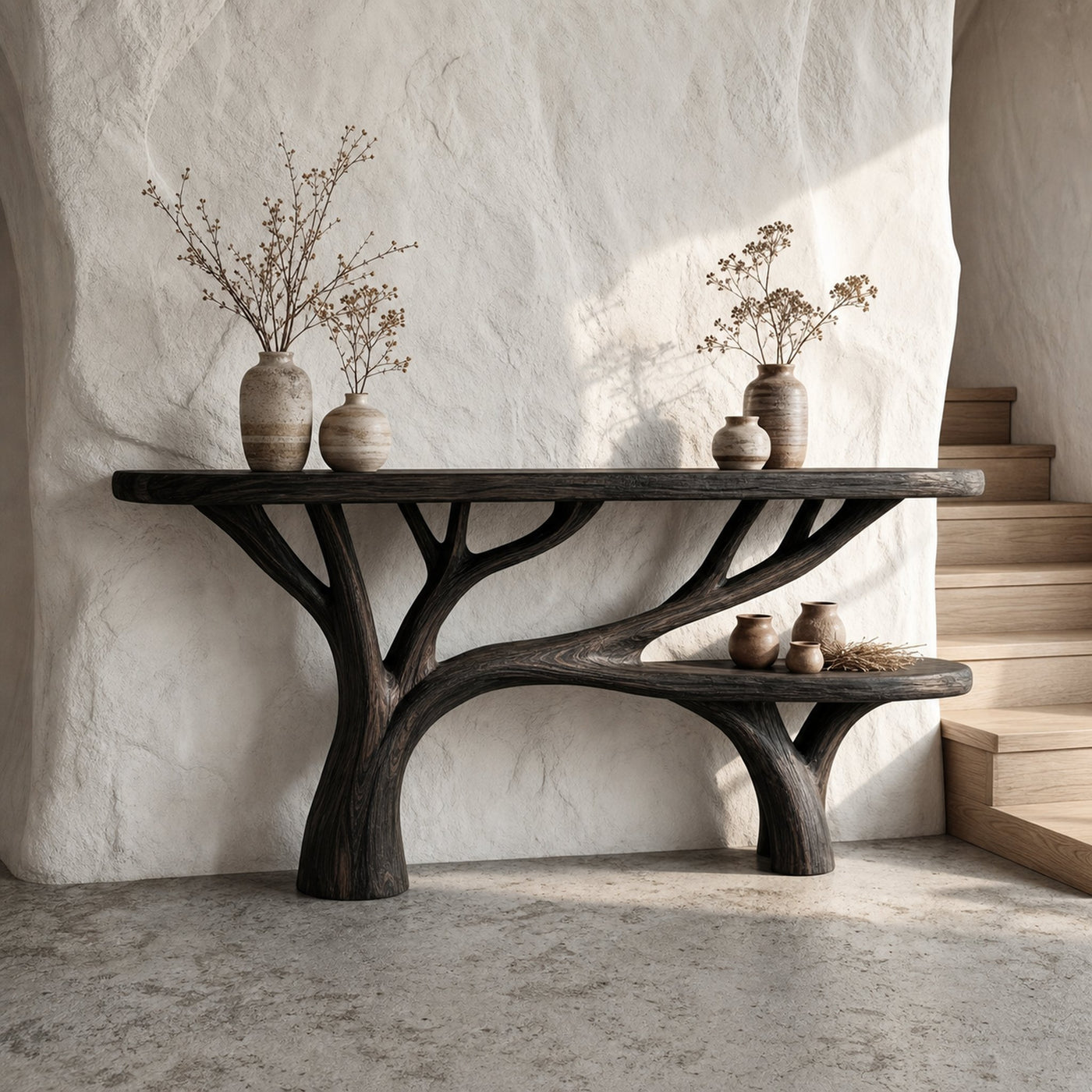 Rustic Tree Design Console Table Living Room Entryway - product view 4