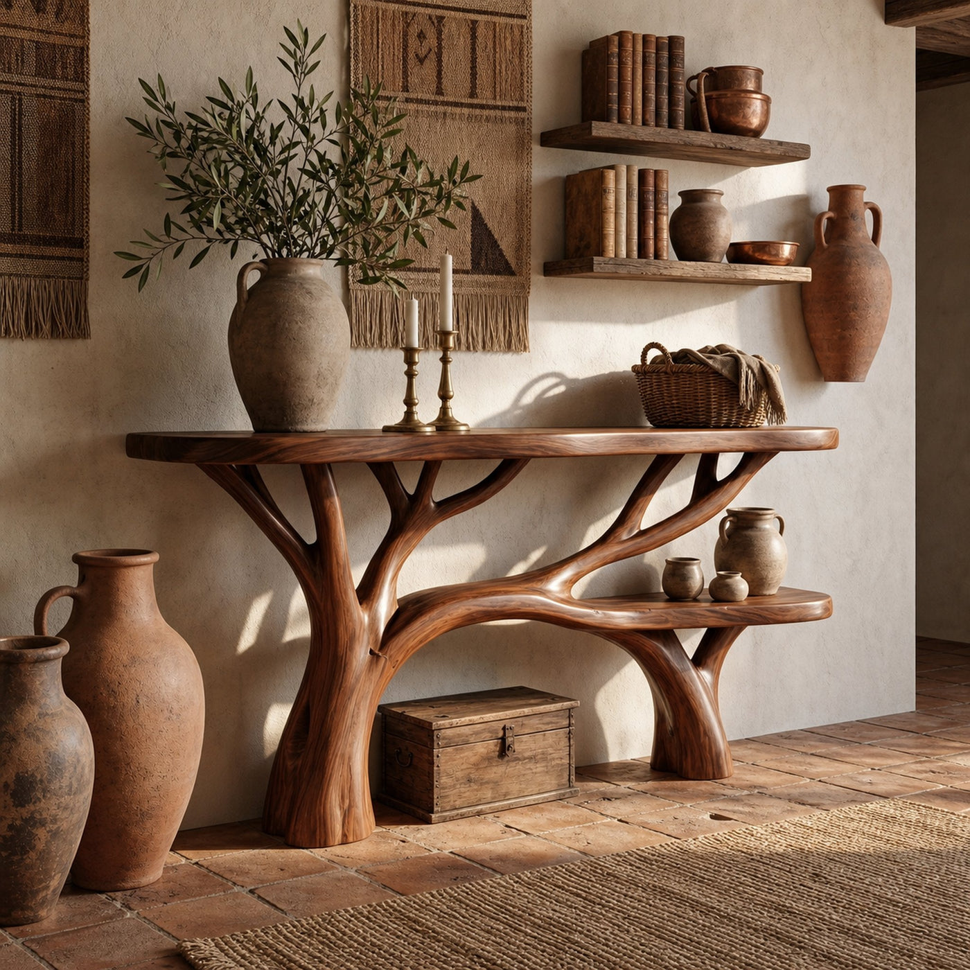 Rustic Tree Design Console Table Living Room Entryway - product view 7