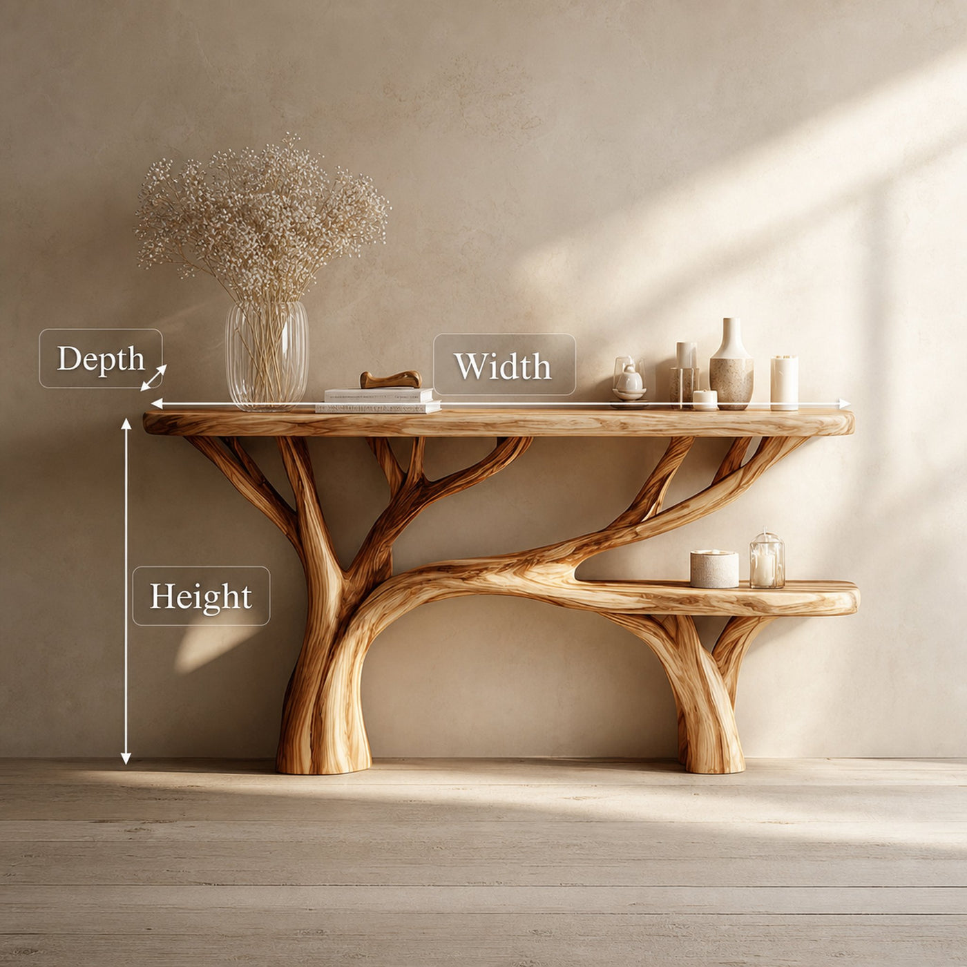 Rustic Tree Design Console Table Living Room Entryway - product view 8