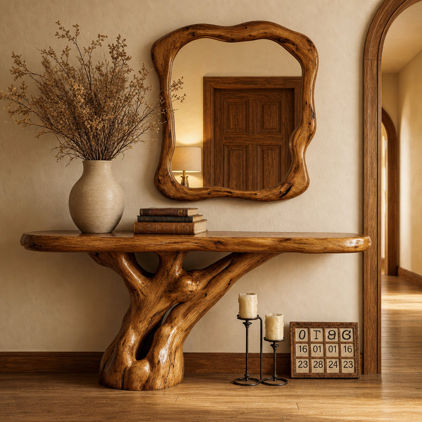Rustic Tree Root Console Table For Entryway And Living Room