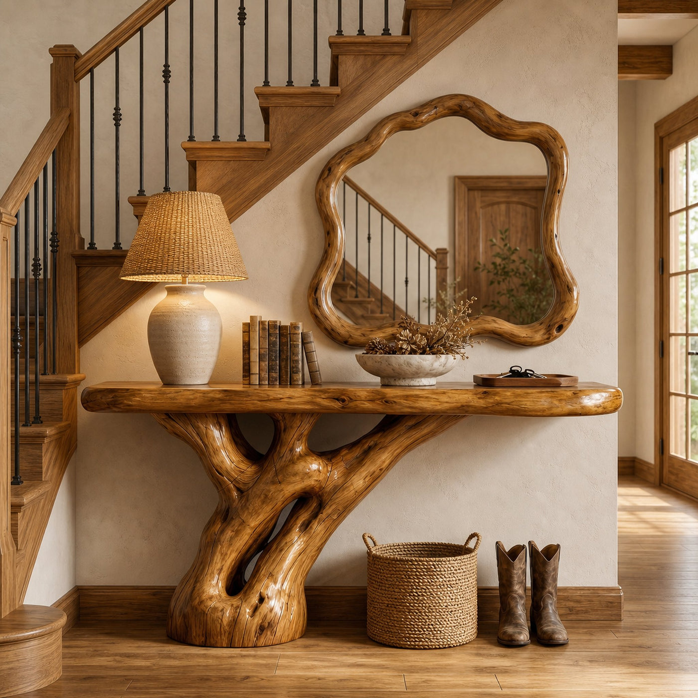 Rustic Tree Root Console Table For Entryway And Living Room - product view 6