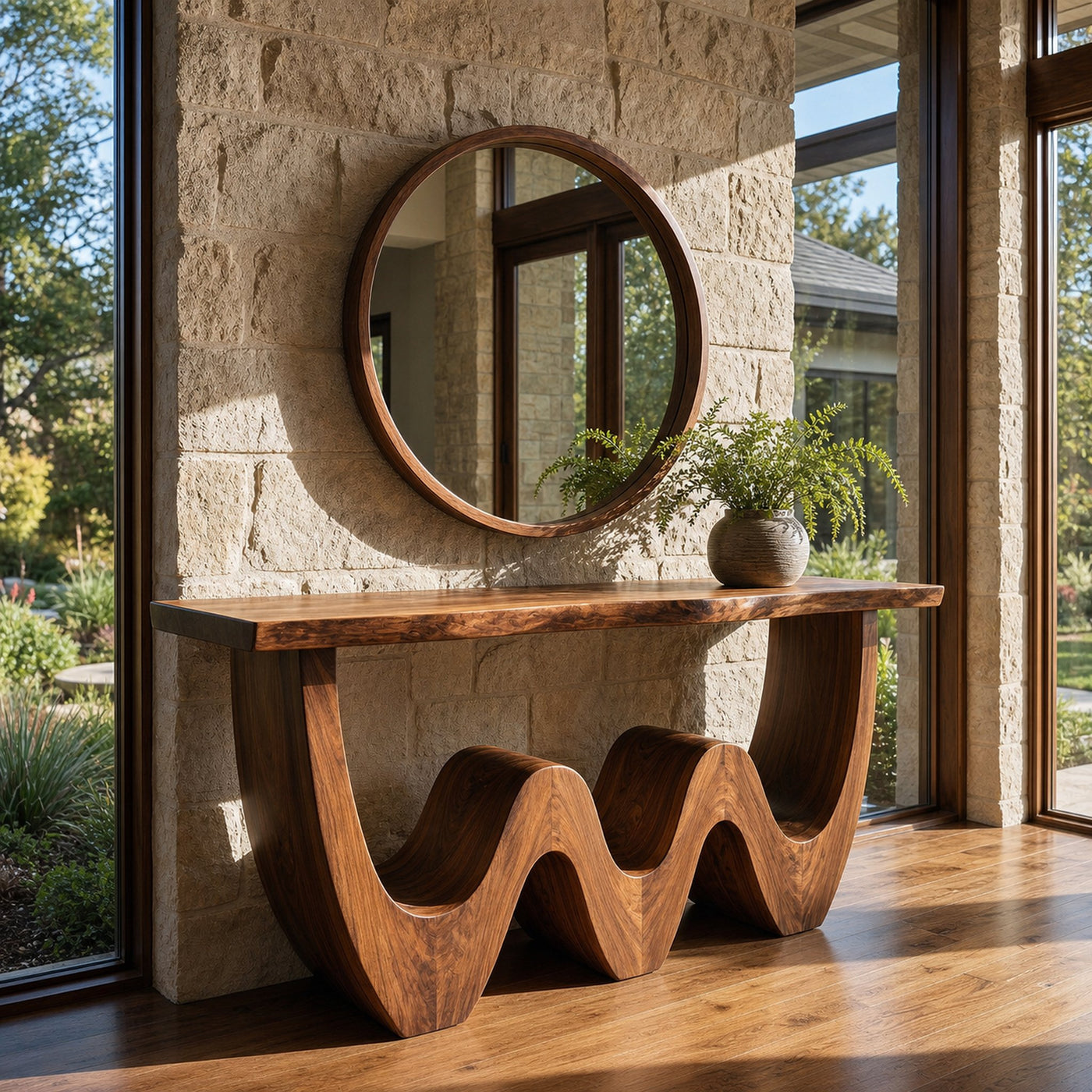 Rustic Triple Wave Console Table Entryway Hallway Living Room