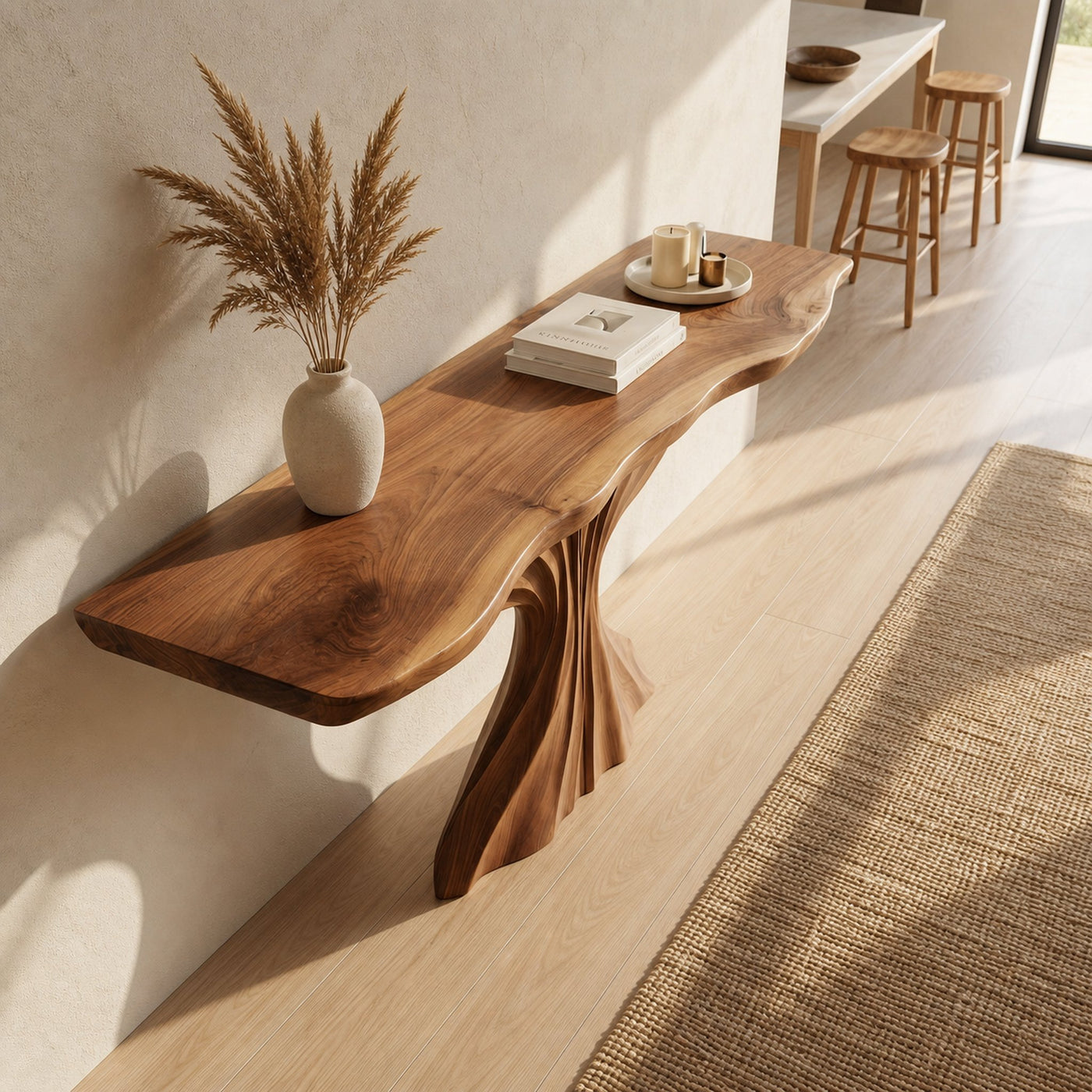 Rustic Wave Console Table For Foyer Entryway - product view 2