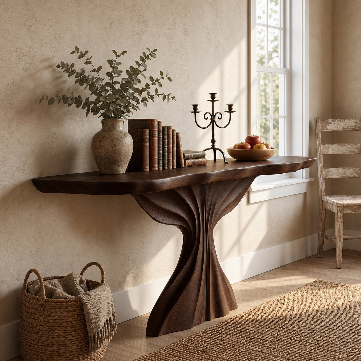 Rustic Wave Console Table For Foyer Entryway - product view 6