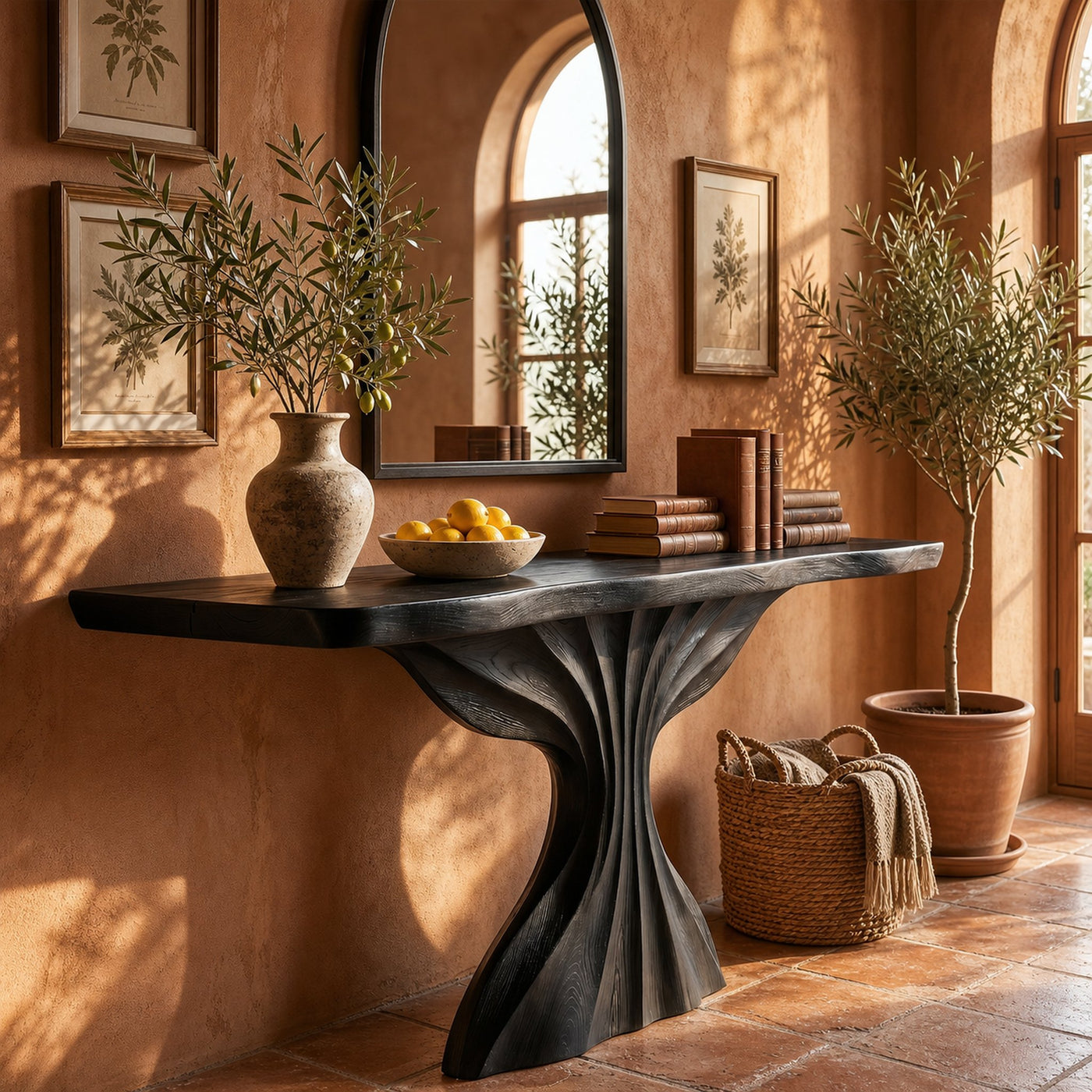 Rustic Wave Console Table For Foyer Entryway - product view 7