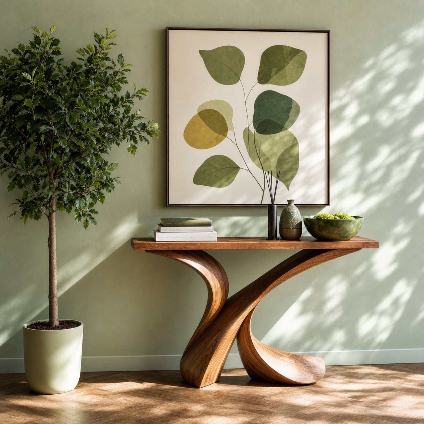 Rustic Wood Console Table Entryway Design