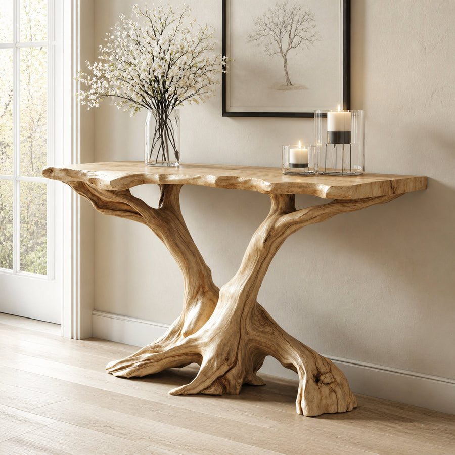 Rustic Wood Console Table For Hallway Decor