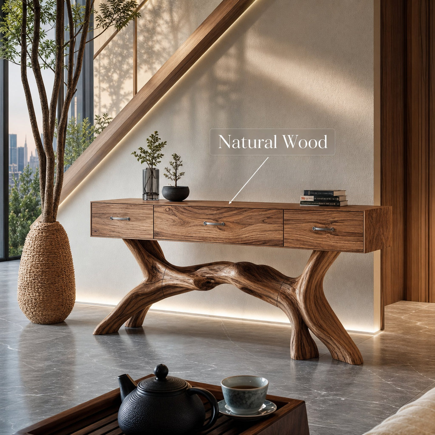 Rustic Wooden Console Table For Furniture Decor With Storage Ideas - product view 5