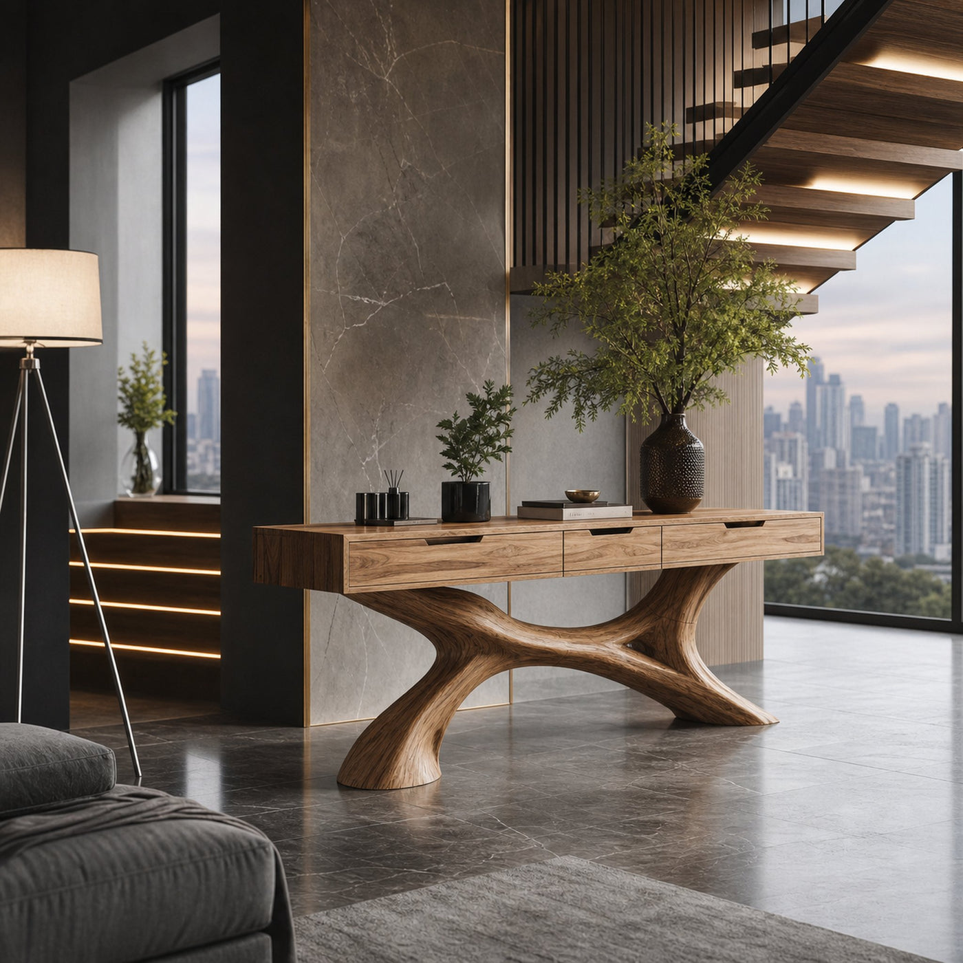 Rustic Wooden Console Table For Living Room - product view 2