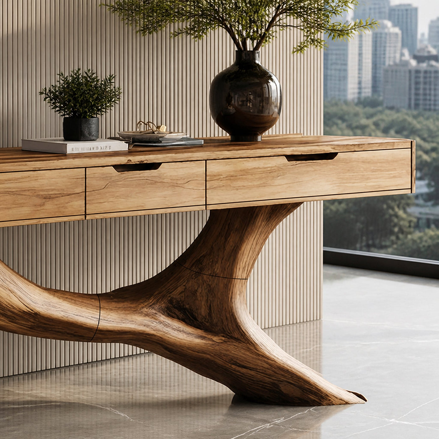 Rustic Wooden Console Table For Living Room - product view 4