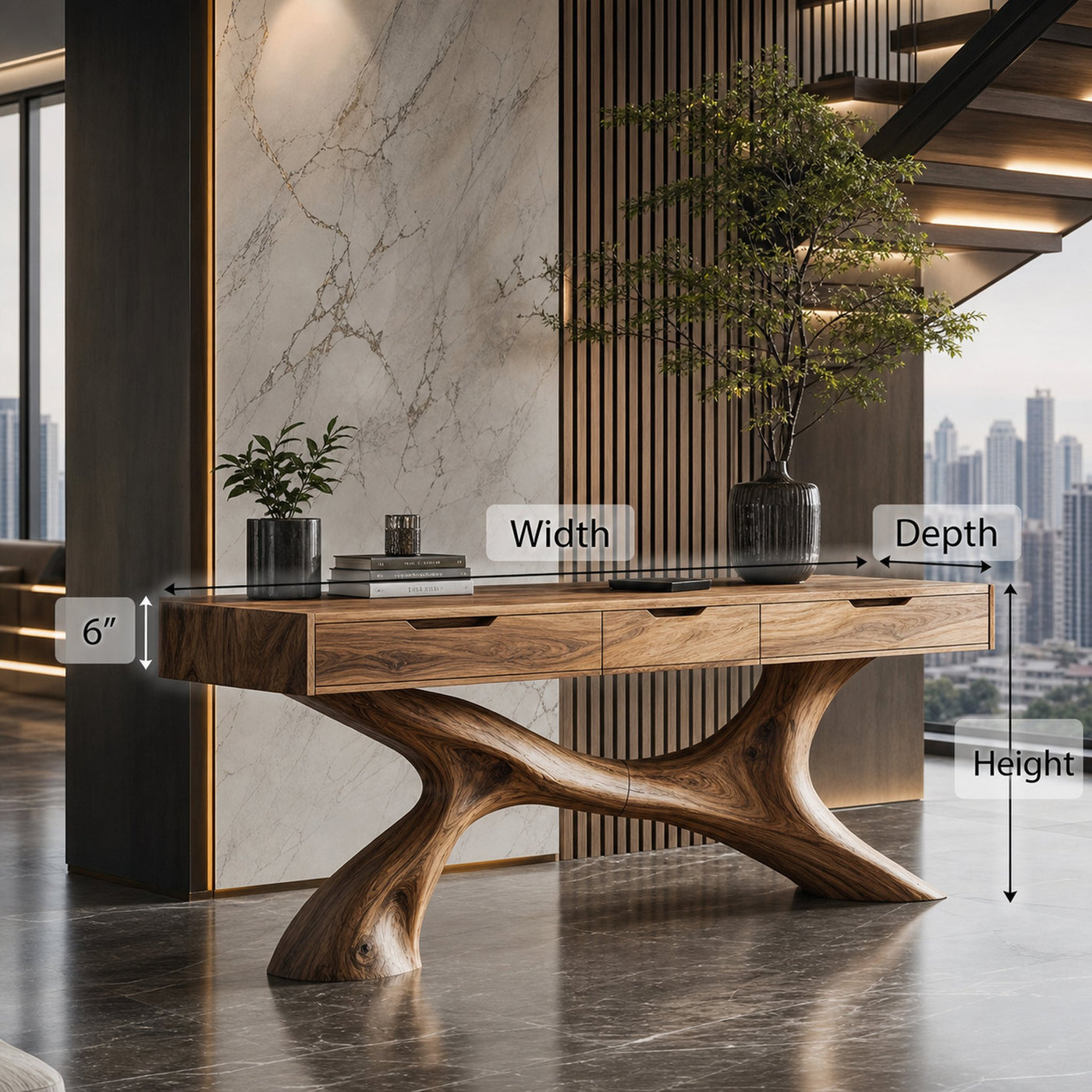 Rustic Wooden Console Table For Living Room - product view 6