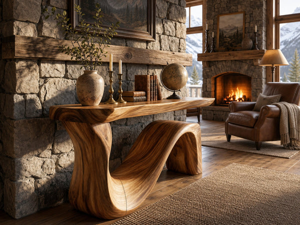Rustic Wooden Console Table For Mountain Cabin Furniture