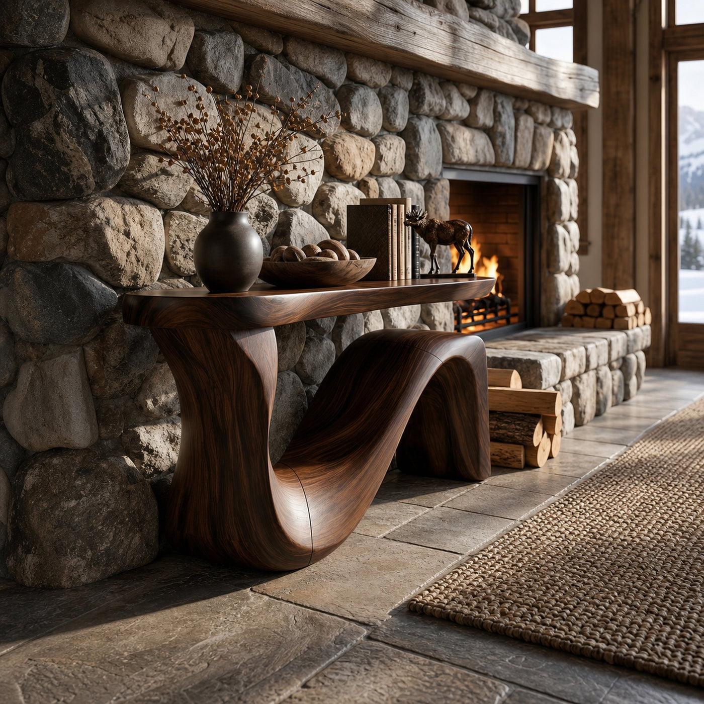 Rustic Wooden Console Table For Mountain Cabin Furniture - product view 7