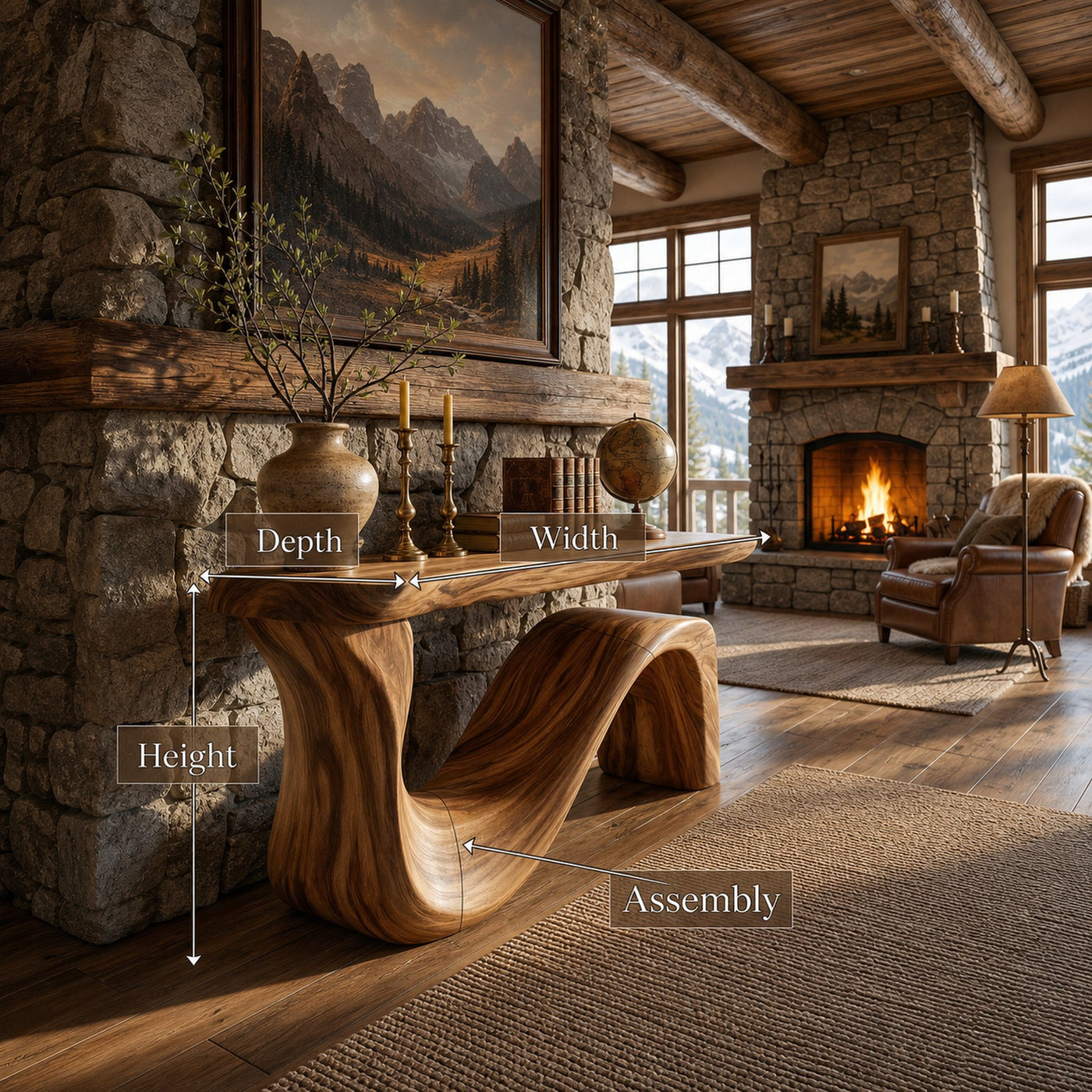 Rustic Wooden Console Table For Mountain Cabin Furniture - product view 8
