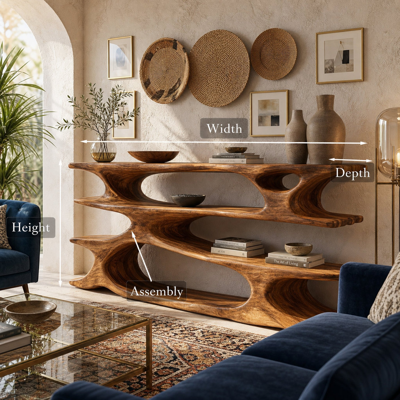 Rustic Wooden Console Table With Tiers For Living Decor - product view 8