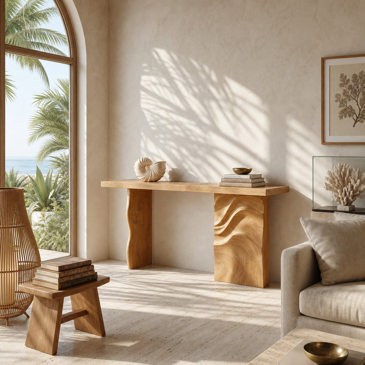 Scandinavian Carved Display Table For Lounge Interior Space - product view 5