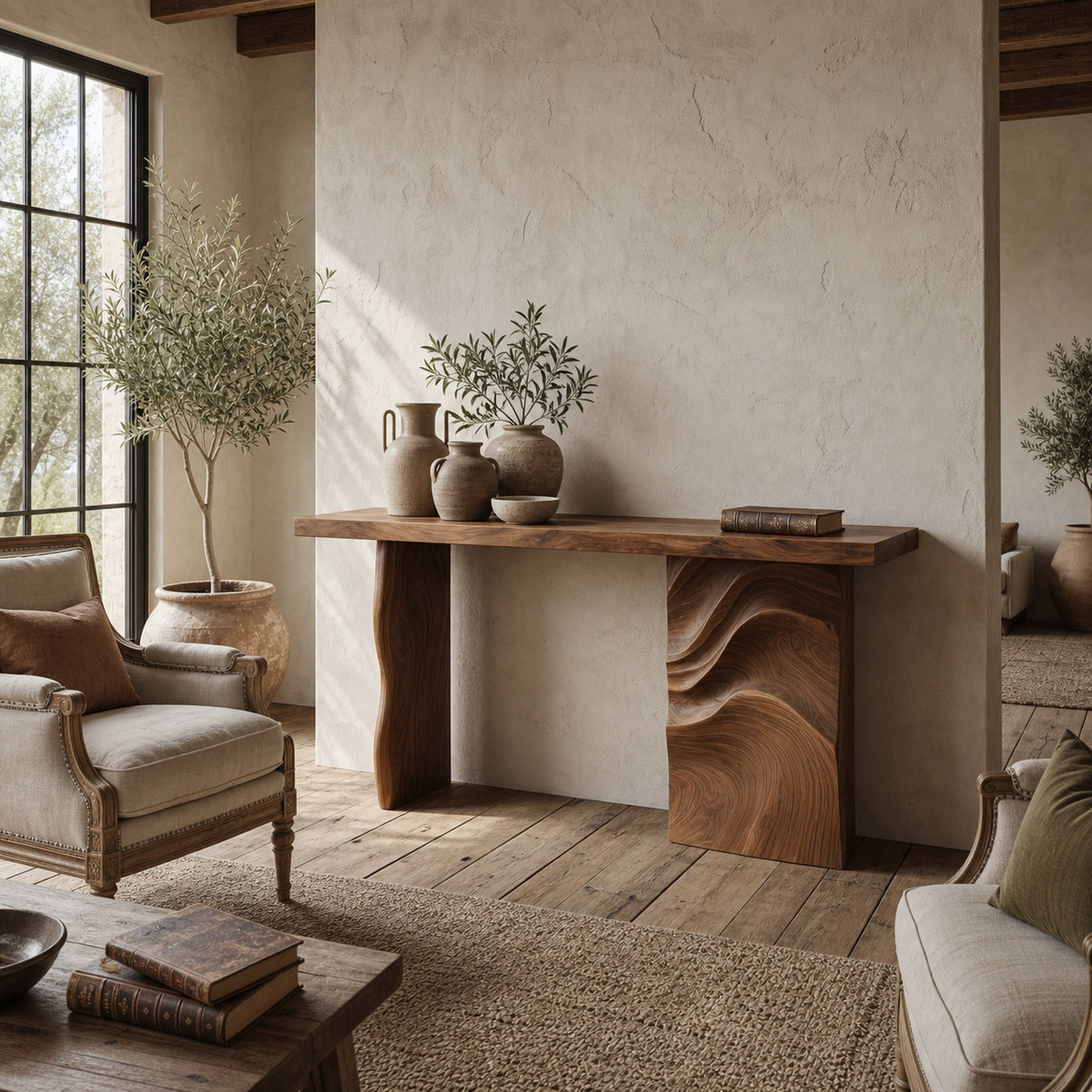 Scandinavian Carved Display Table For Lounge Interior Space - product view 6