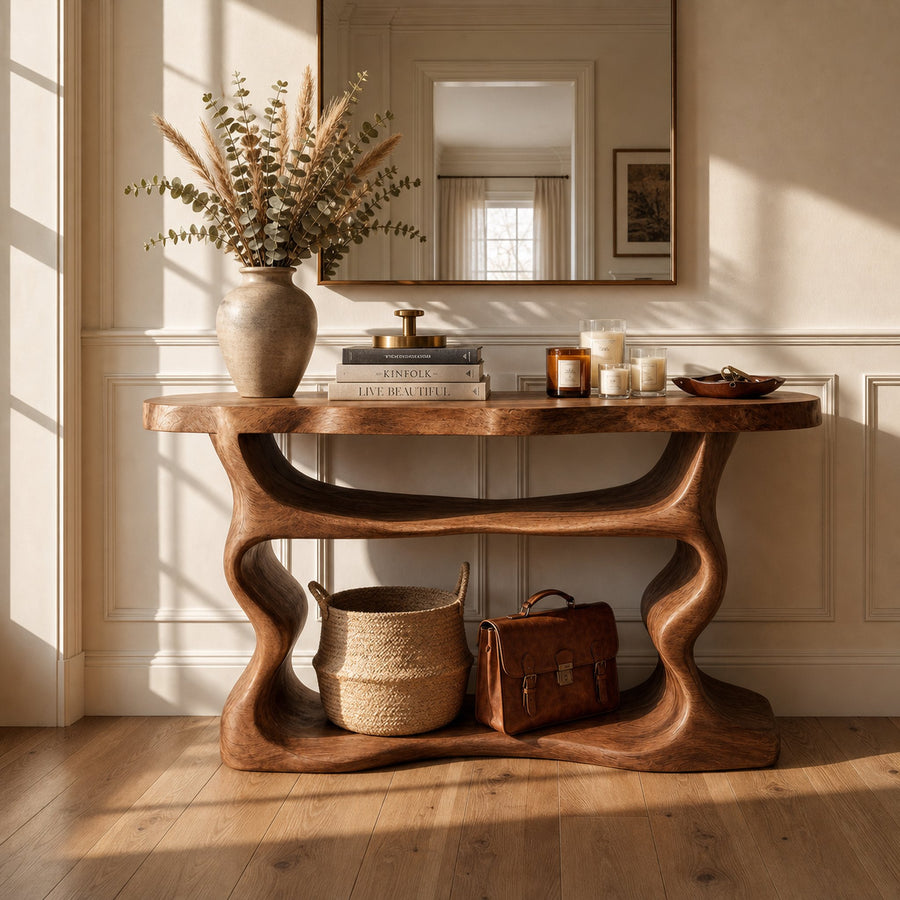 Scandinavian Console Table Solid Wood For Living Room