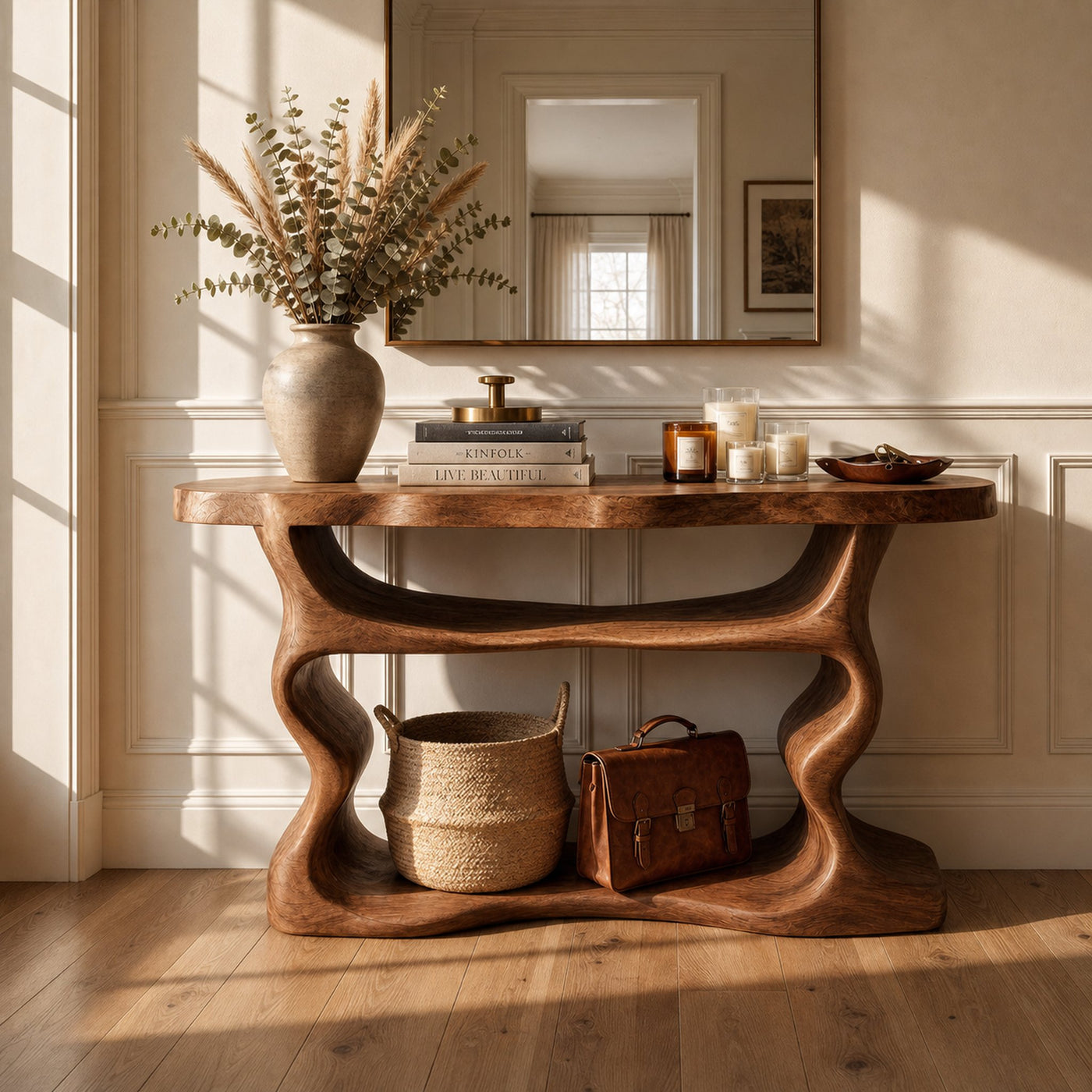 Scandinavian Console Table Solid Wood For Living Room