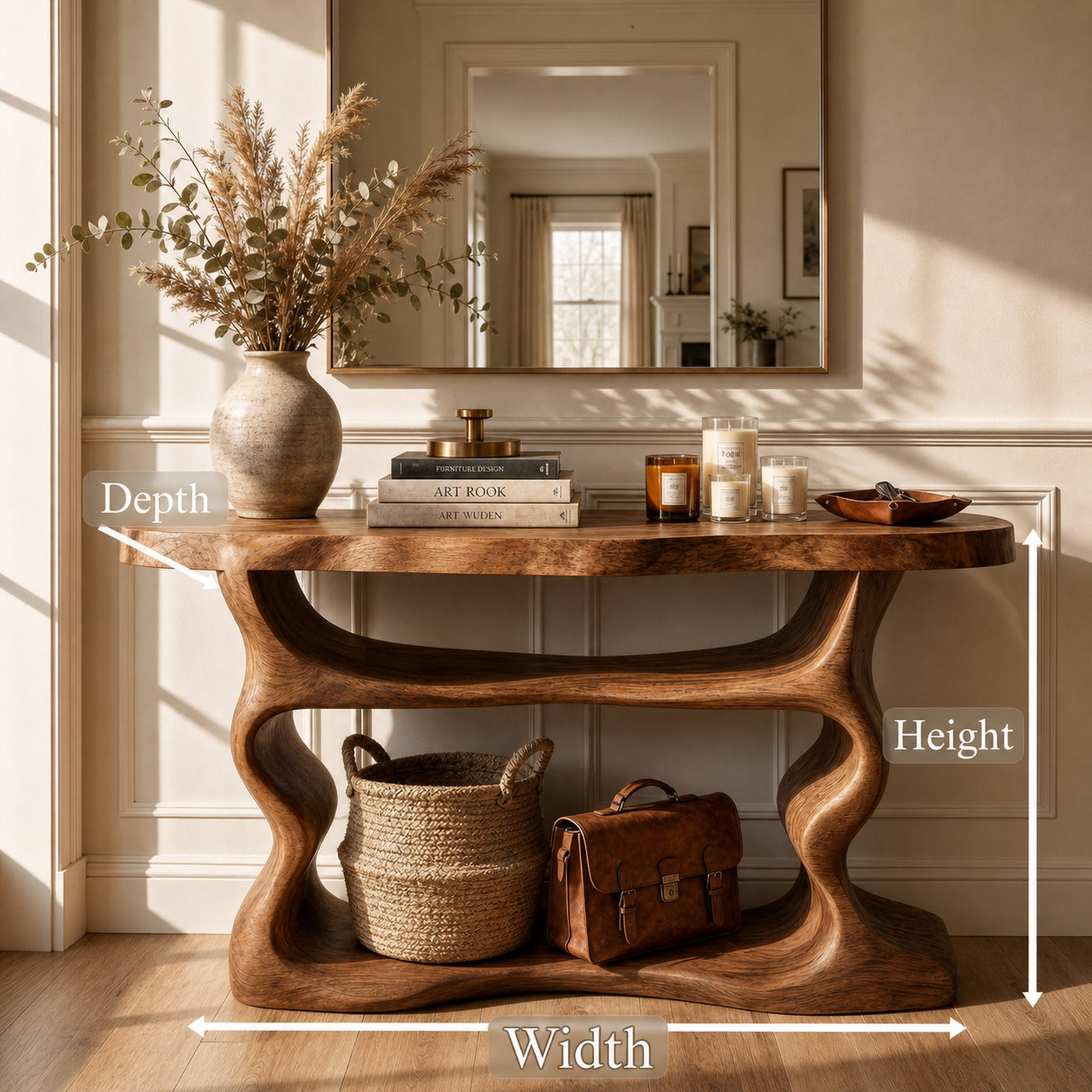 Scandinavian Console Table Solid Wood For Living Room - product view 6