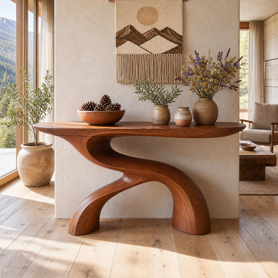 Scandinavian Crescent Hall Table For Entry Hall Interior