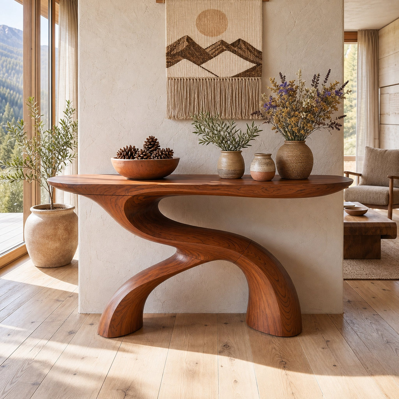 Scandinavian Crescent Hall Table For Entry Hall Interior