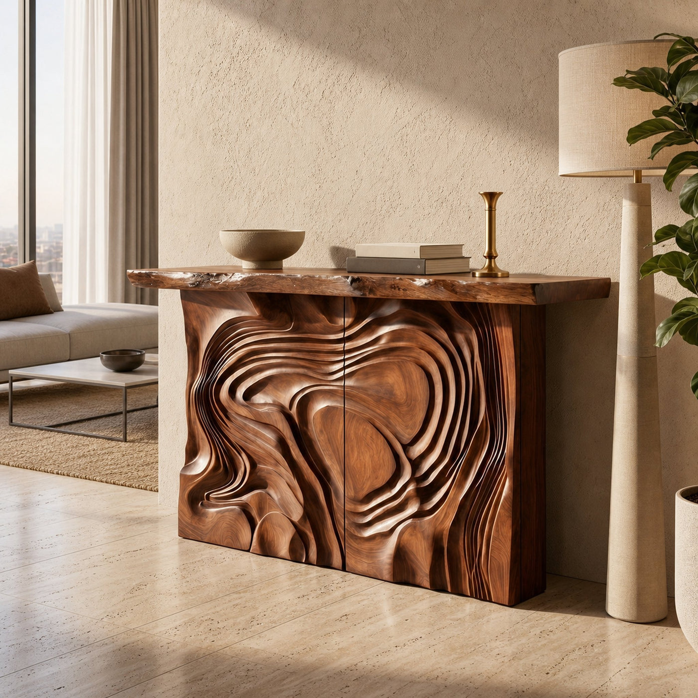 Scandinavian Organic Edge Accent Table For Entry Hall Interior
