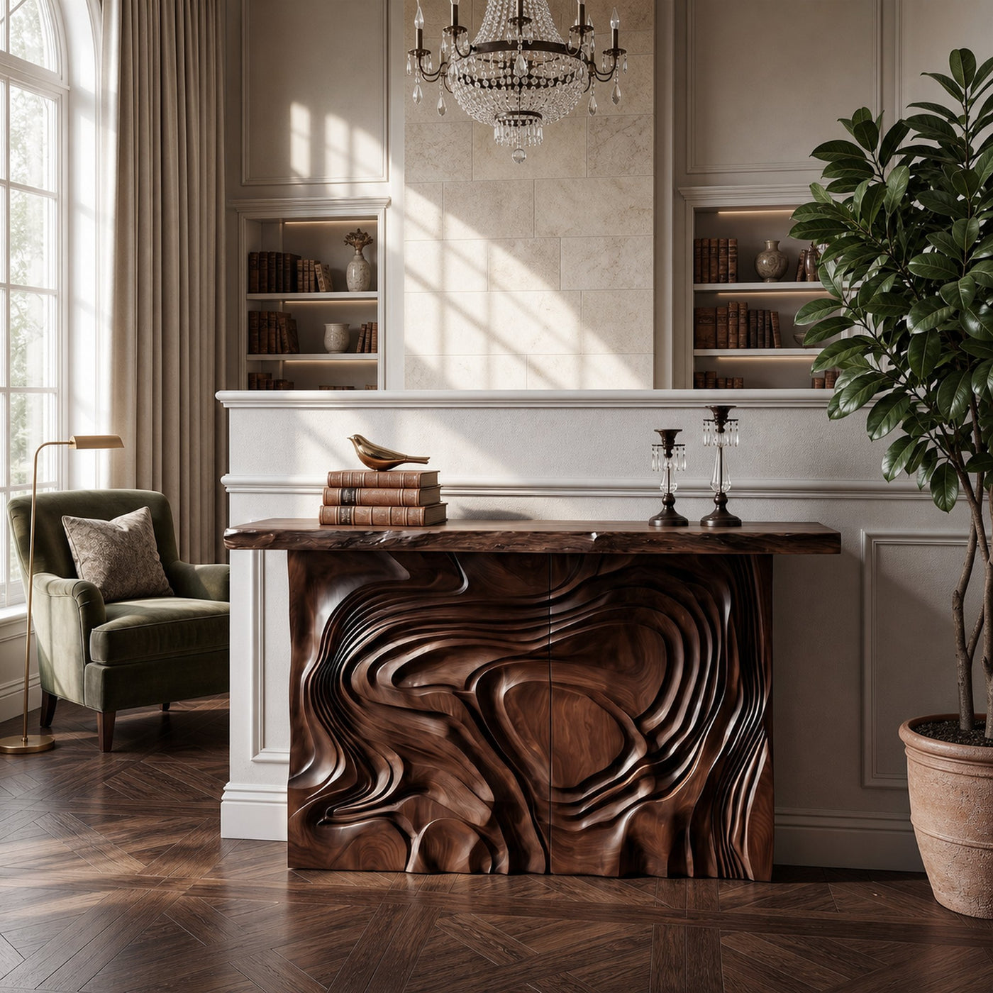 Scandinavian Organic Edge Accent Table For Entry Hall Interior - product view 7