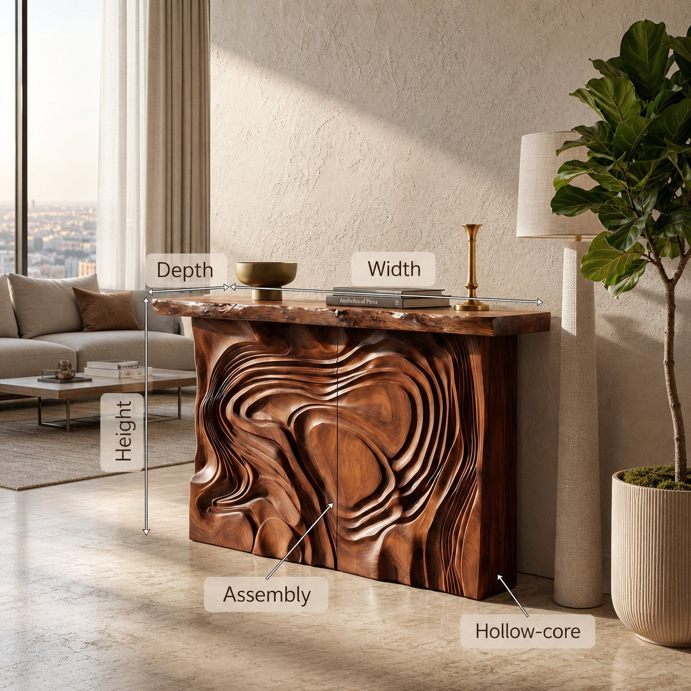 Scandinavian Organic Edge Accent Table For Entry Hall Interior - product view 8