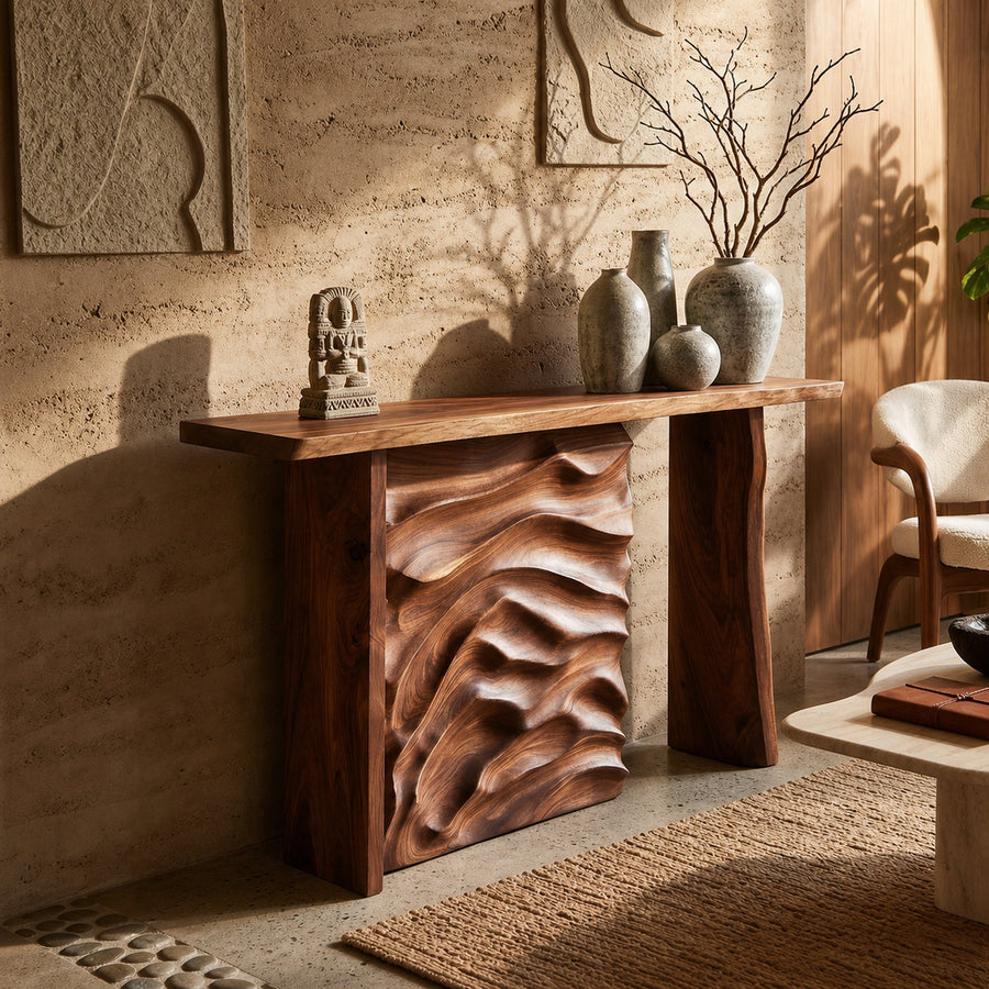 Scandinavian Organic Edge Hall Table For Resort Interior Space