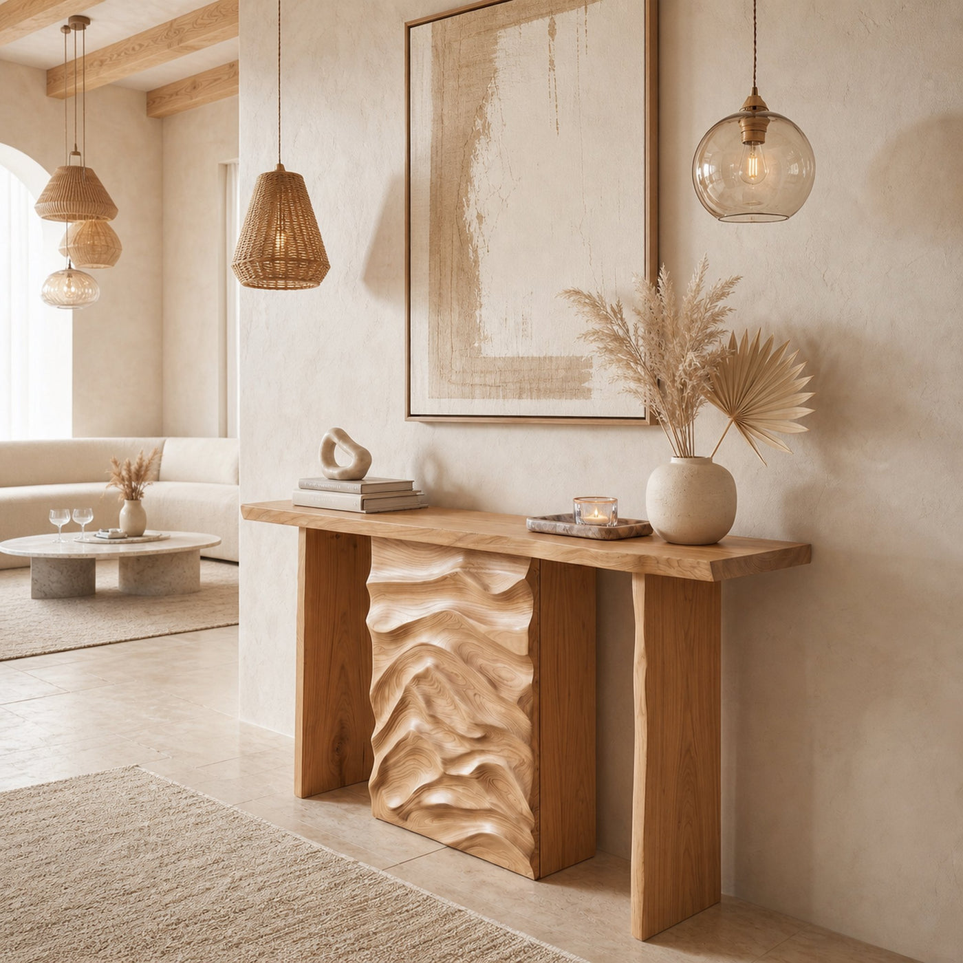 Scandinavian Organic Edge Hall Table For Resort Interior Space - product view 5
