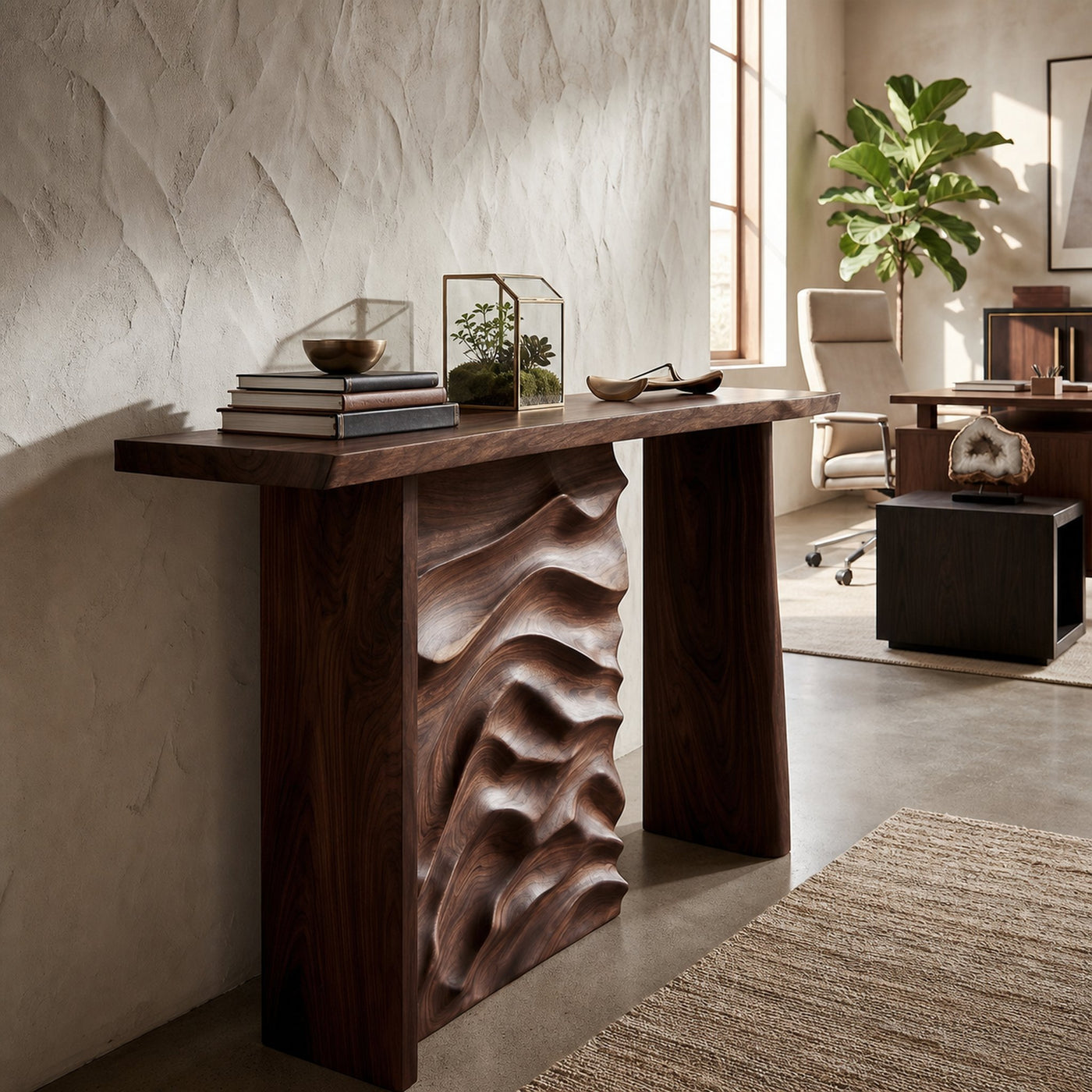 Scandinavian Organic Edge Hall Table For Resort Interior Space - product view 7
